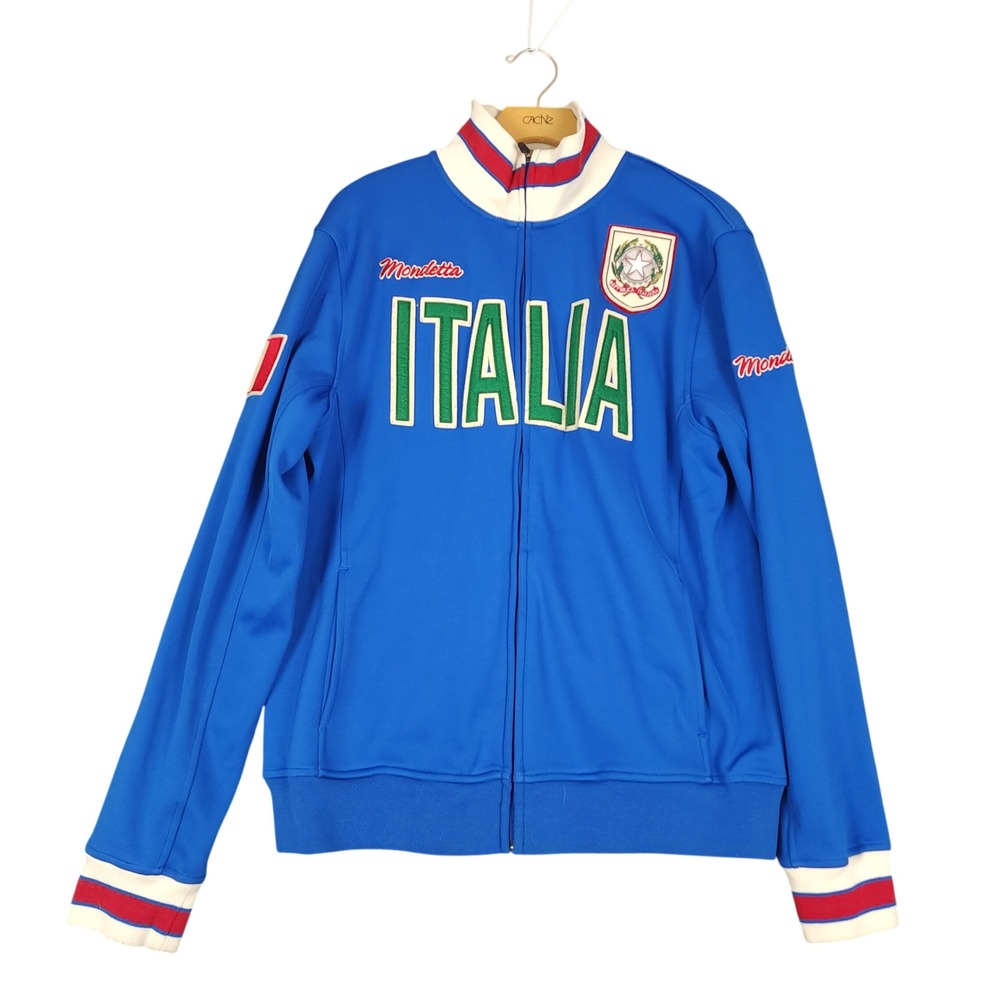 Mondetta Italia Track Jacket Men's Large Blue White Red Full Zip Athletic